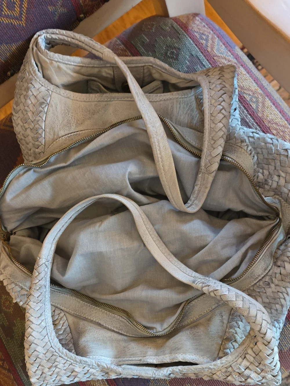 Vintage Boutique of Leathers Canada Distressed Woven Leather Hobo Bag